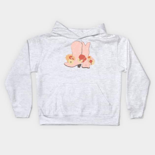 Pink Boots and Flowers Kids Hoodie by A2Gretchen